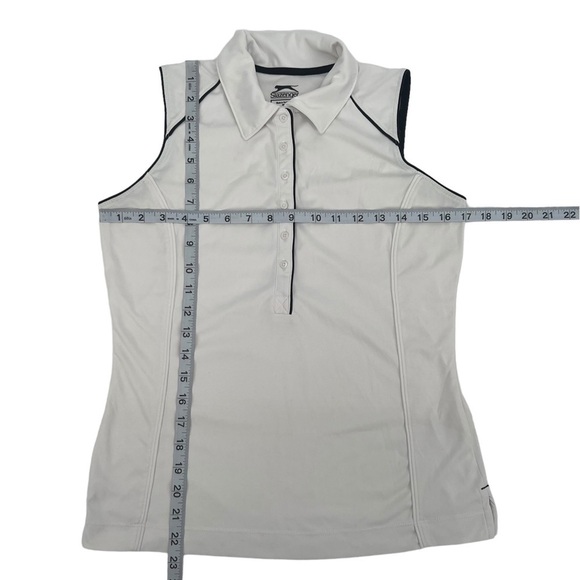 Slazenger White Black Piping Sleeveless Collared Golf Shirt Size S Women's - Picture 4 of 5
